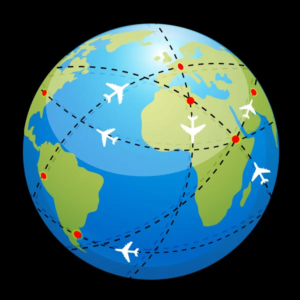 Globe showing air route — Stock Photo, Image