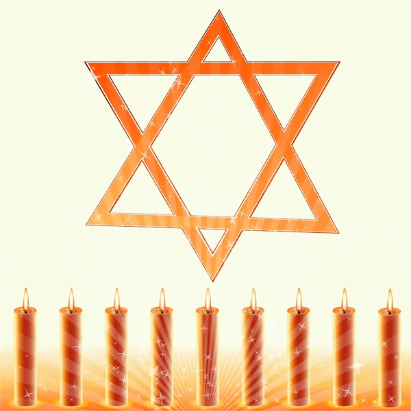 Hanukkah の蝋燭とカード — ストック写真