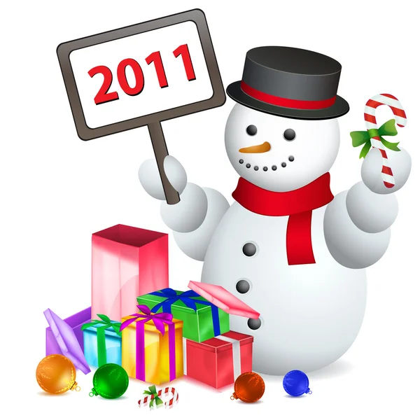 Sneeuwpop gastvrije Nieuwjaar — Stockfoto