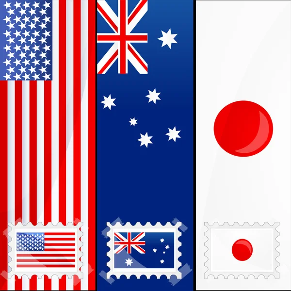 Lijst van vlaggen van verschillende naties — Stockfoto