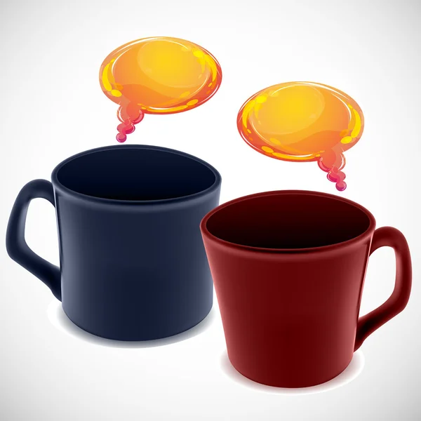 Canecas de café com bolha de diálogo — Fotografia de Stock