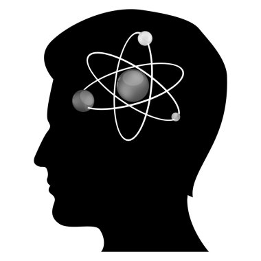 Man's mind with atom clipart