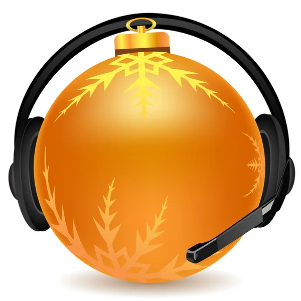 Headphone com bola de Natal — Fotografia de Stock