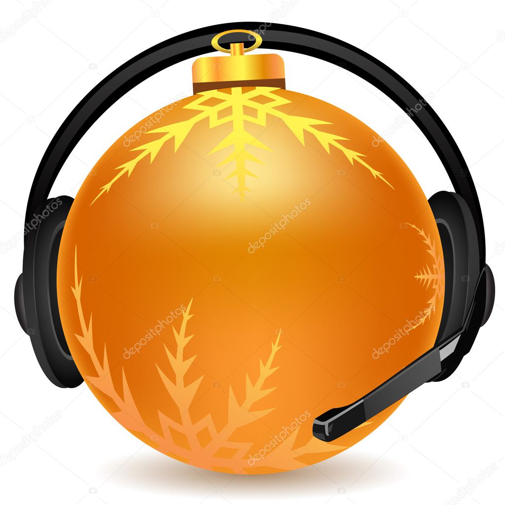 Headphone with christmas ball