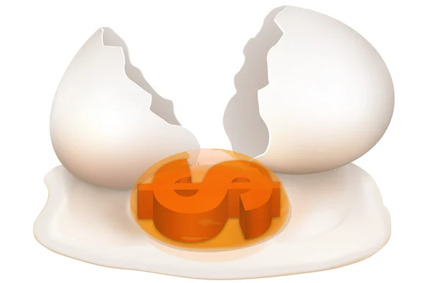 Crashed dollar egg — Stock Photo, Image