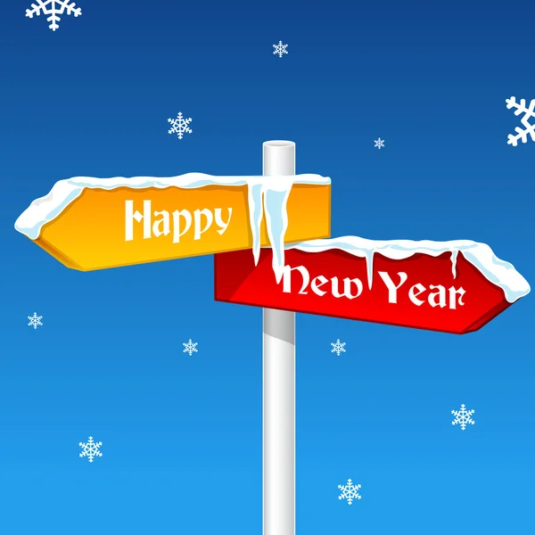 Yeni yıl kartı yön panosu ile — Stok fotoğraf