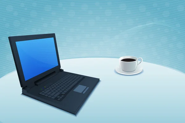 Laptop with coffee — Stock Photo, Image