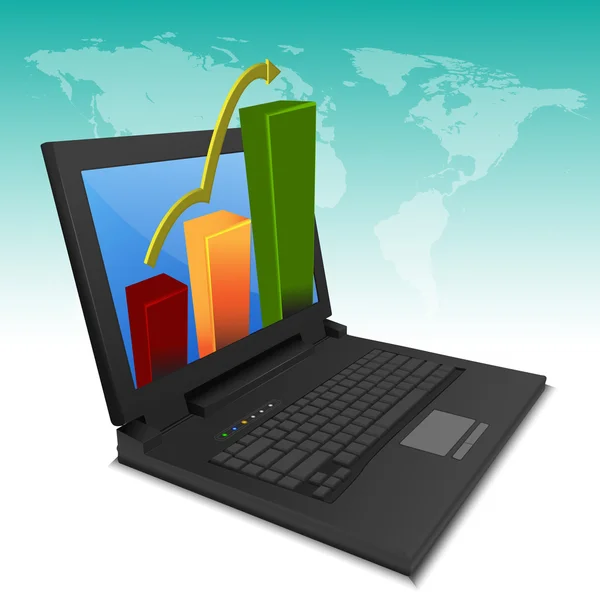 Gráfico de crescimento gráfico no laptop — Fotografia de Stock