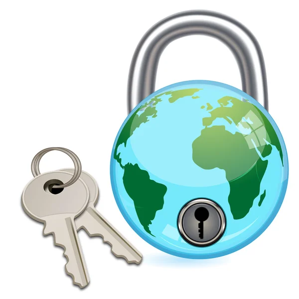 Παγκόσμια κλειδαριά με κλειδιά — Φωτογραφία Αρχείου