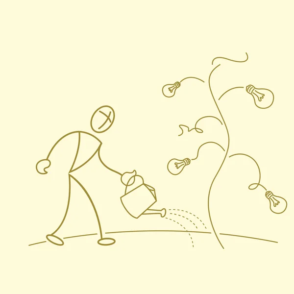 Sketchy uomo d'affari giardinaggio in bulbo albero — Foto Stock