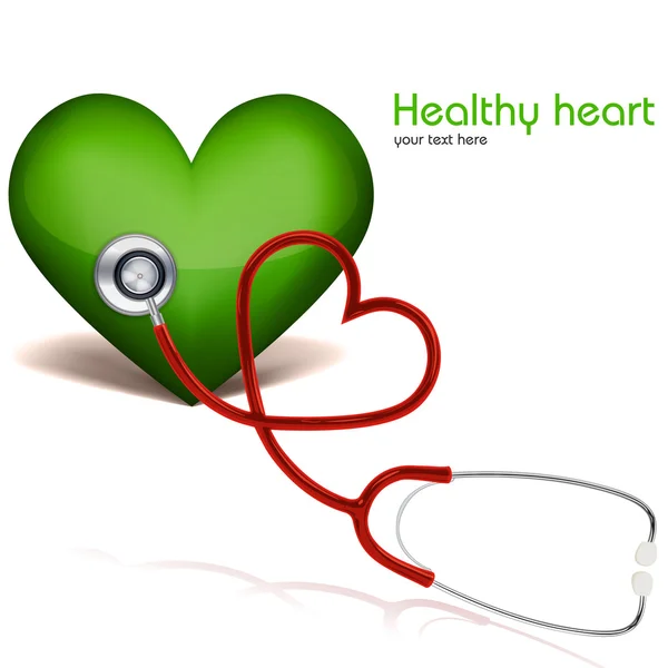 Здоровое сердце со стетоскопом — стоковое фото