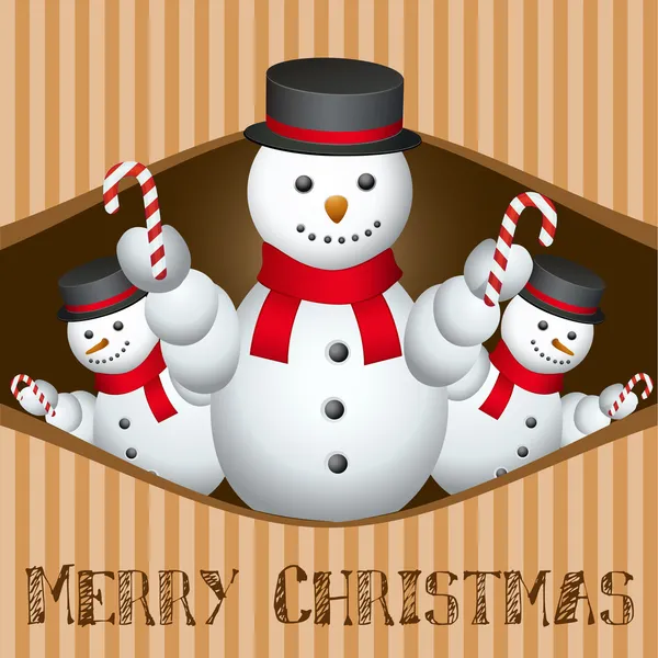Merry christmas card met sneeuw man — Stockfoto