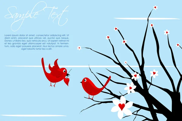 Valentine karta s ptáky — Stock fotografie