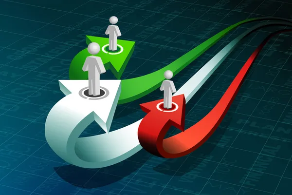 Business peoples on growth arrow — Stock Photo, Image