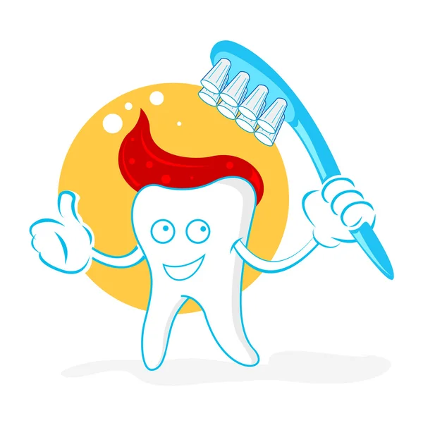 Glückliche Zähne mit Bürste — Stockfoto
