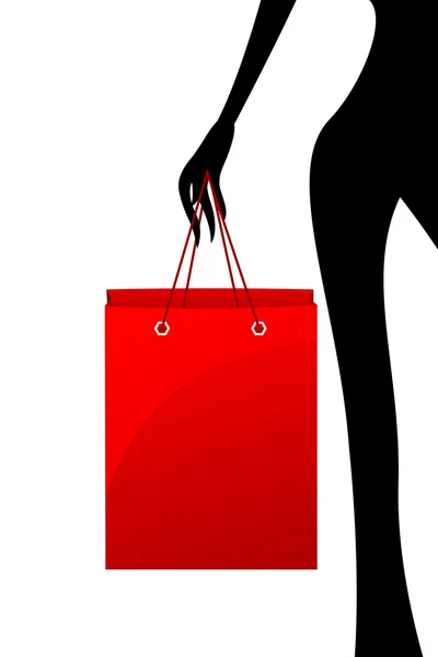 Hölgy bevásárló táskával — Stock Fotó