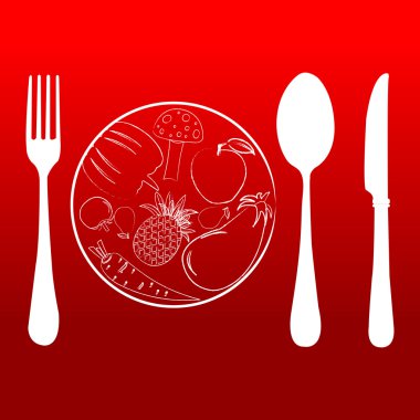 Cutlery set with plate clipart