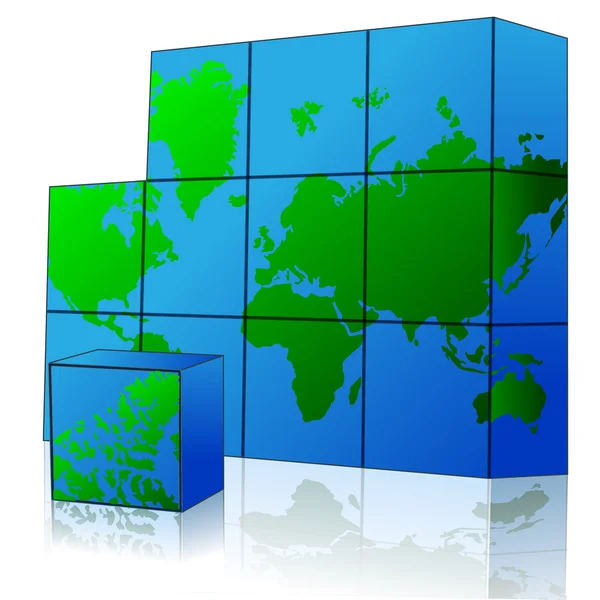 Cubo con mappa del mondo — Foto Stock