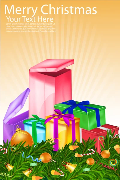 Cartão de Natal com presentes — Fotografia de Stock