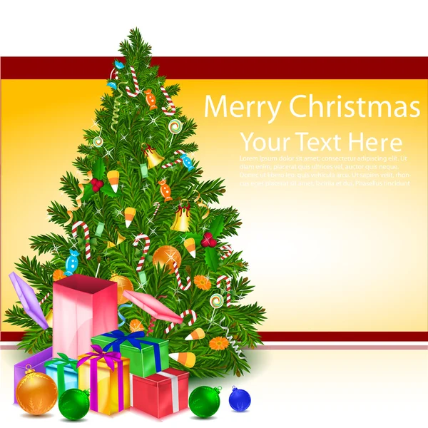 Feliz tarjeta de Navidad con árbol de Navidad — Foto de Stock