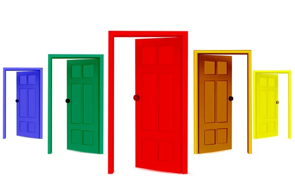 Färgglada öppna dörrar — Stock vektor