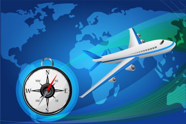 Plane with compass clipart