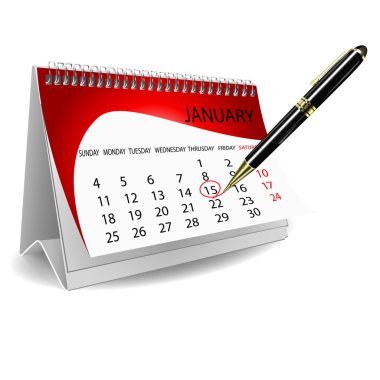 Calender with pen clipart