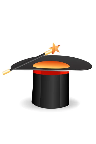 Magic hat with stick and star — Stock Photo, Image