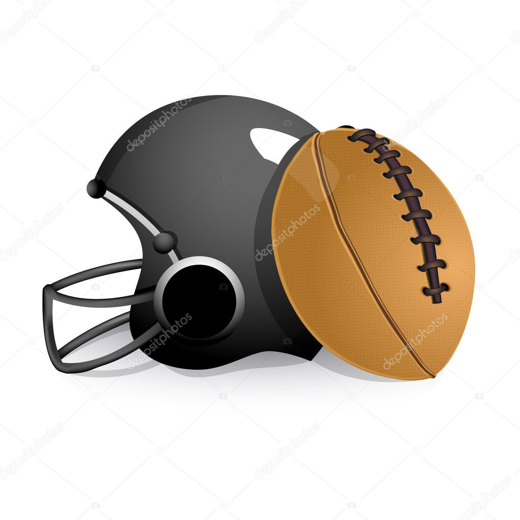 Sport helmet with rugby ball — Stock Photo © 4485766