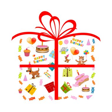 Birthday card with presents clipart