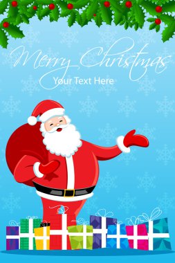 Merry christmas card with santa clipart