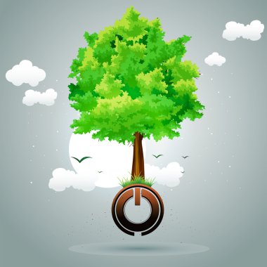 Tree on power button clipart