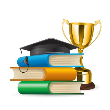 Trophy with books clipart