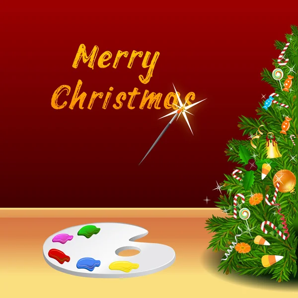 Frohe Weihnachten Karte mit Farbteller — Stockfoto