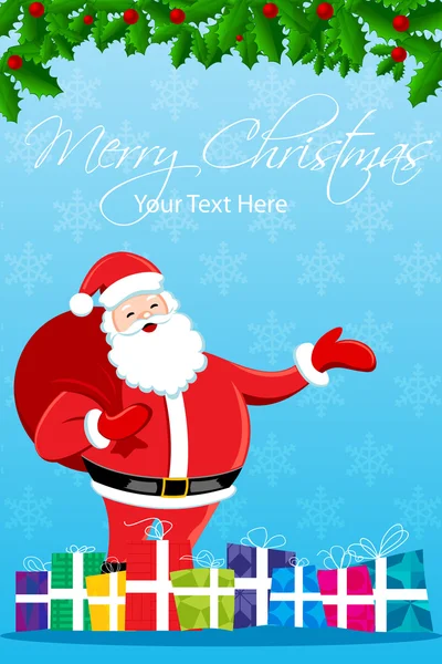 Merry christmas card met santa — Stockfoto