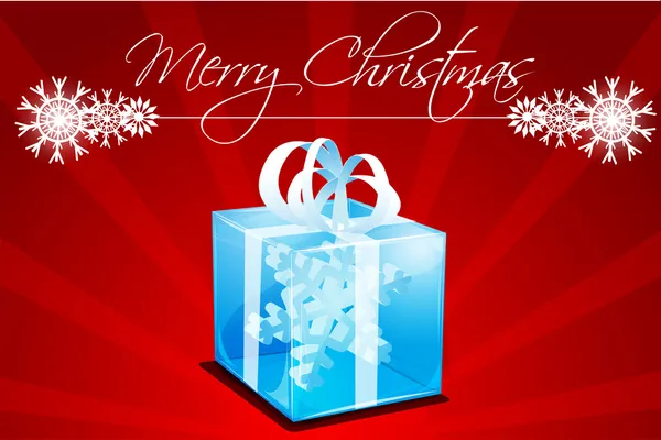 Merry christmas card with gift — Stock Photo, Image
