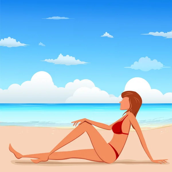 Módní lady na pláži — Stock fotografie