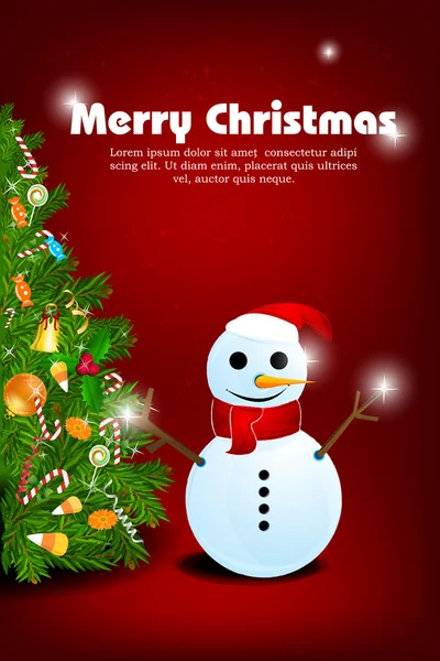 Весела різдвяна листівка зі сніговиком — стокове фото