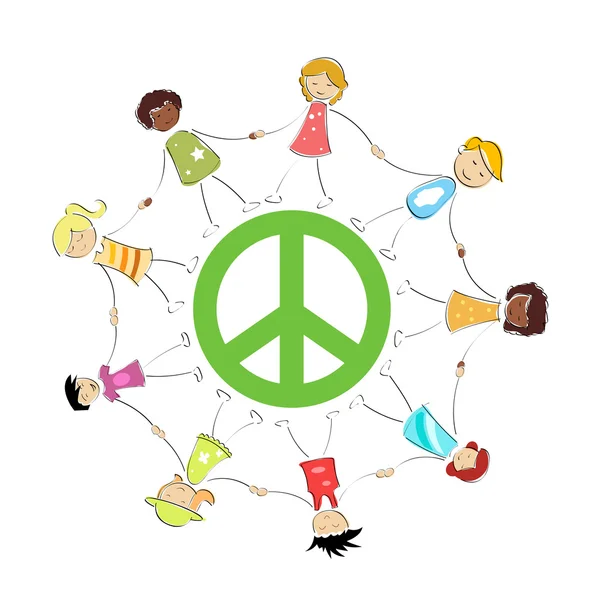 Peace-tecken med barn — Stockfoto