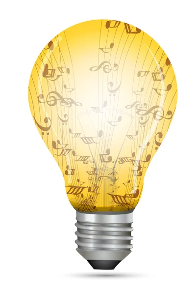 Electric bulb with music texts — Stock Photo, Image