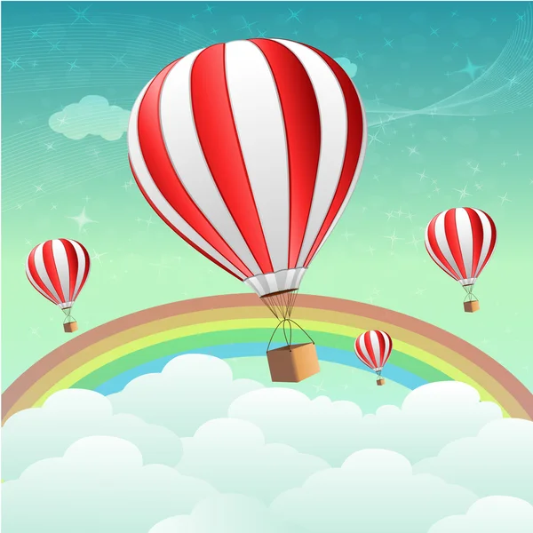 Parachutes with rainbow — Stock Photo, Image