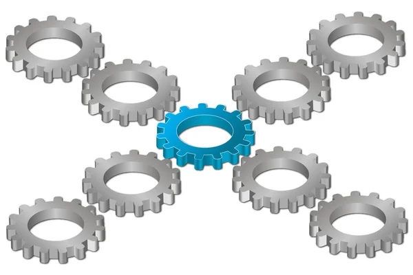 Stock image illustration of cog wheels on white background