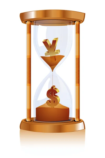 Ilustração Relógio Hora Com Dólar Iene Sobre Fundo Branco — Fotografia de Stock