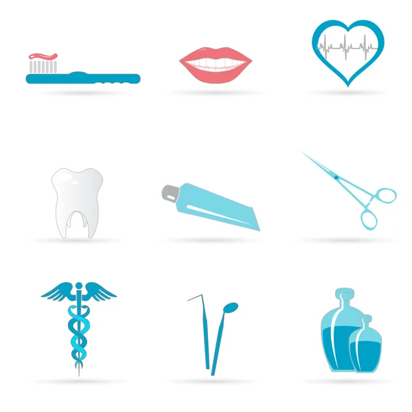 Illustrazione Icone Dentali Sfondo Bianco — Foto Stock