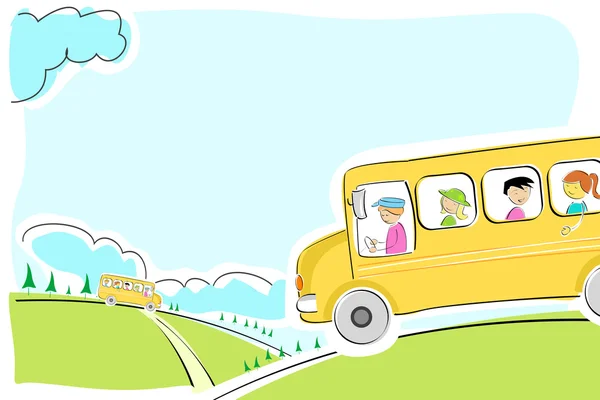 School bus on way — Stock Photo, Image