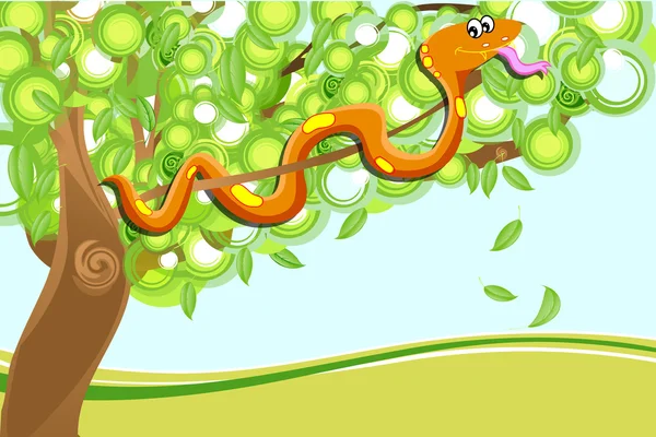 木のヘビのイラスト — ストック写真