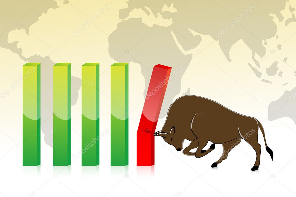 illustration of business graph with bull