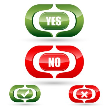 illustration of yes and no buttons on white background clipart