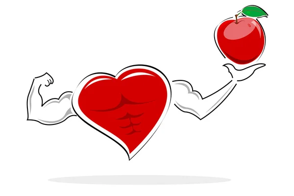 Gesundes Herz mit Apfel — Stockfoto