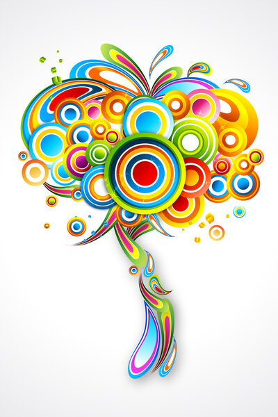 illustration of colorful tree on white background